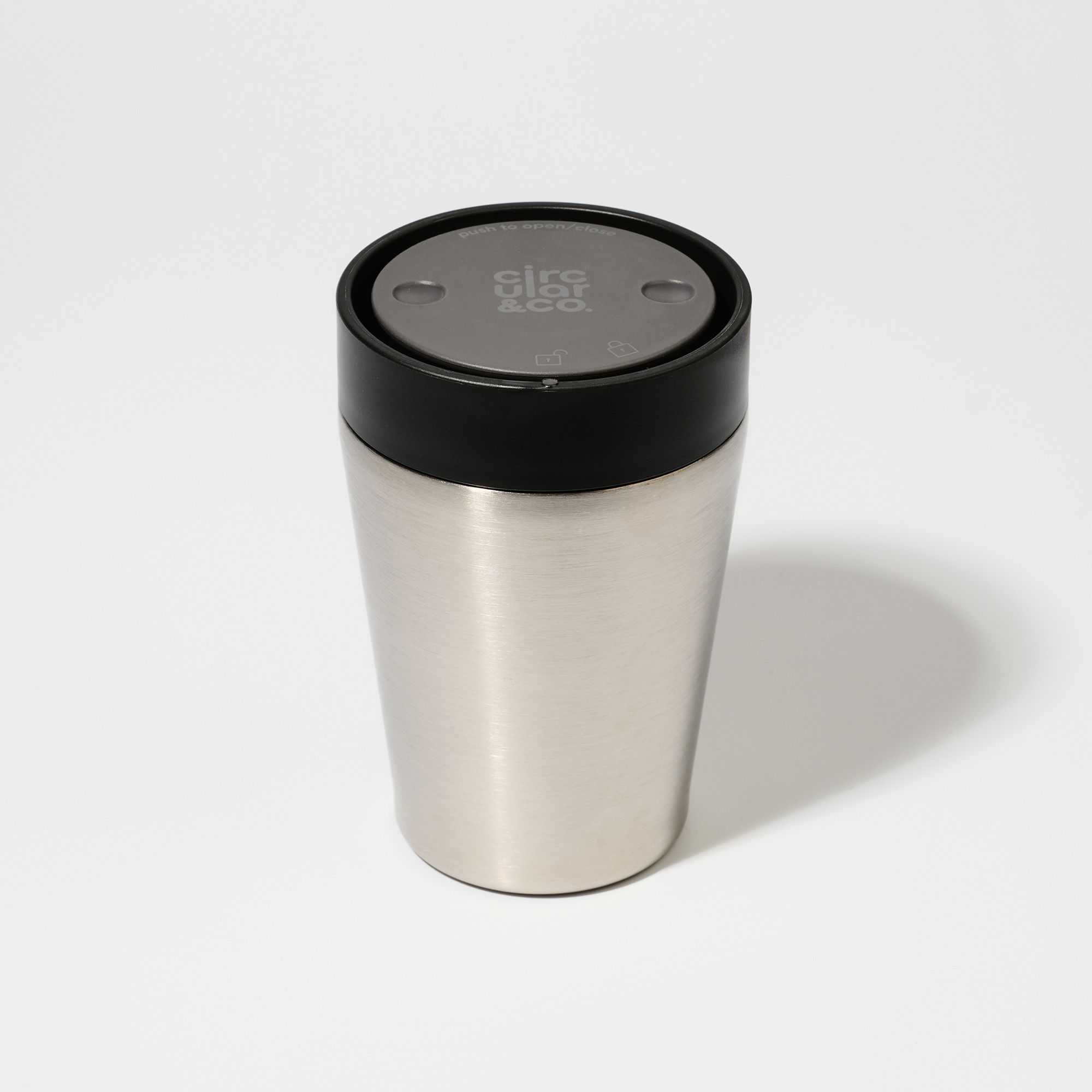 Circular&Co Website_ Stainless Steel_Reusable Cup_ Uncoated Ink_8oz Circular&Co Reusable Travel Mug Coffee Cup Uncoated Stainless Steel Ink Black 8oz